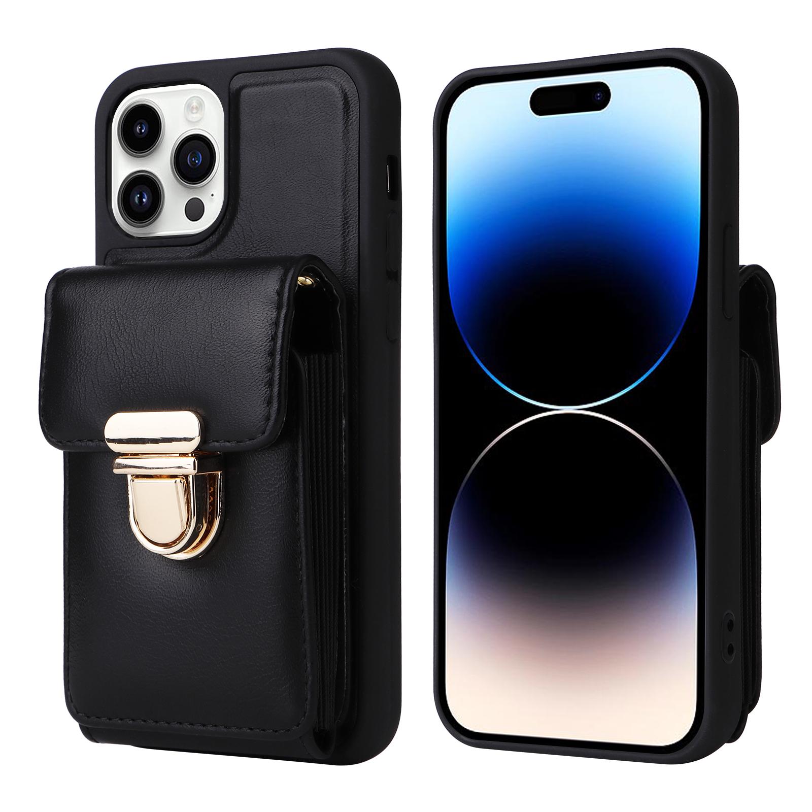 

Vertical Cards Solt Wallet Leather Crossbody Case for IPhone 14 15 Pro Max 13 12 11 XR XS 7 8 SE 2022 Lanyard Metal buckle Cover For iPhone SE2022&Case & Strap чорний
