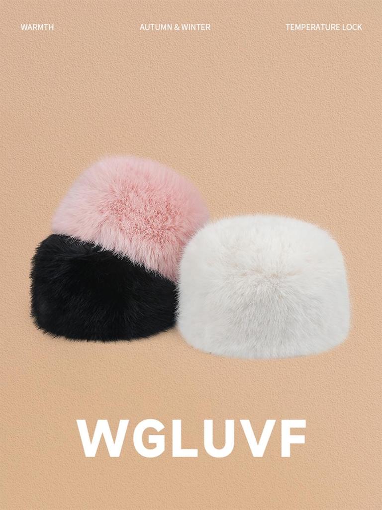 Warm and environmentally friendly fur hat for women, autumn and winter cold protection ear protection bucket hat