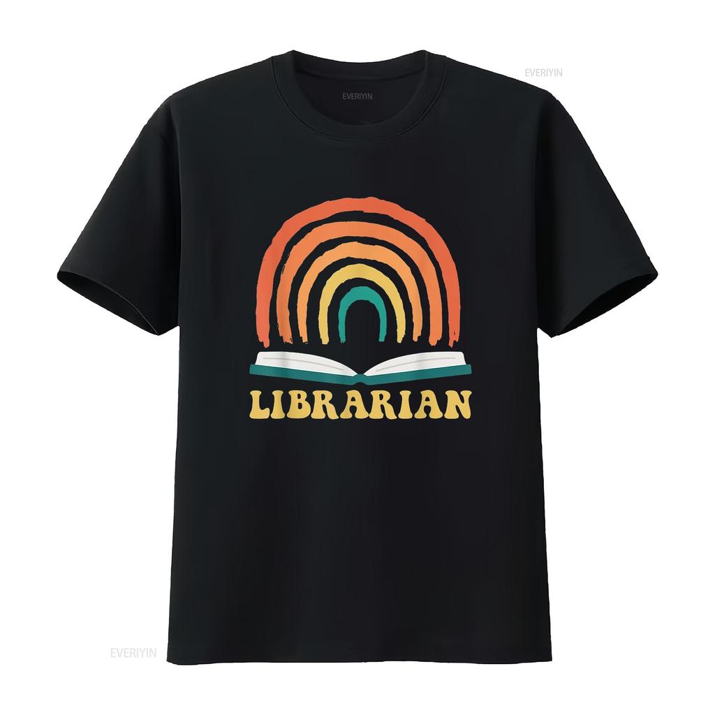 Librarian Vintage Reading Books Retro Rainbow Trendy Women s T Shirt  Summer Top with Unique Print vintage Washed Stretched