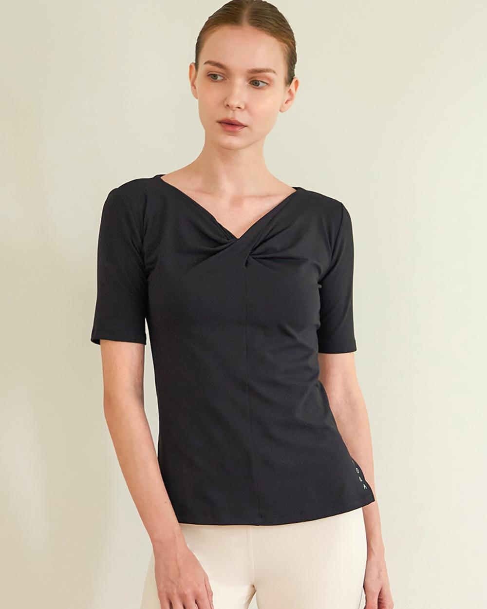Formative (Fm40222) Neckline Shirring Short Sleeve_New Black L