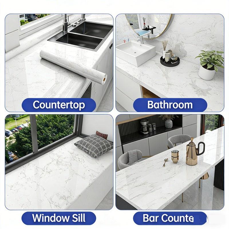 Marble Self Adhesive Film - Heat Resistant Kitchen Countertop Sticker, Waterproof Oil Proof Peel and Stick Wallpaper for Cabinet Refinishing