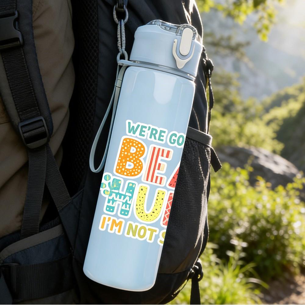 1PC Bear Hunt Adventure Quote Print 750ml Color Plastic Sports Water Bottle Leakproof Flip Straw Lid Suitable for Sports Office Home Use