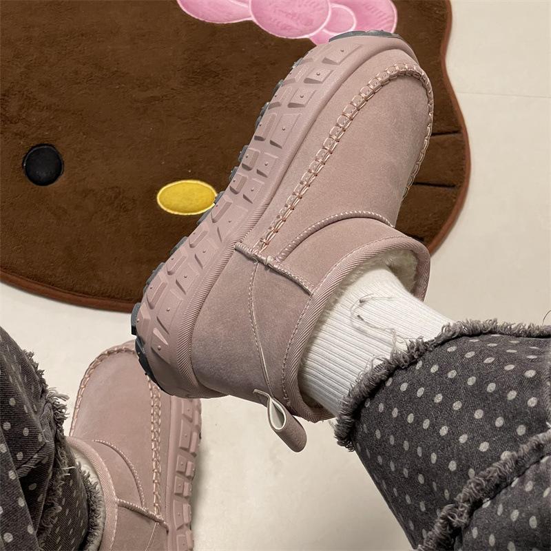 Thick-soled snow boots women's winter 2024 new fur integrated short boots piled, thickened, warm and heightened cotton shoes