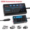 Power Adapter 8 Ports Sockets Car Inverter ON/OFF Switch DC 12V/24V To AC 110V/220V Converter QC 3.0 200W USB/PD/Type-C Chargers