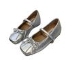 Bow Inner Height Increase Ballet Single Shoes Women's Summer 2025 New Soft Sole Word with Shallow Mouth Evening Mary Jane Shoes