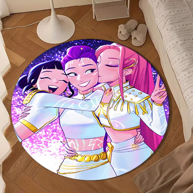 Kpop Cartoon Round Rug for Livingroom,Bedroom, Palyroom, Chair Rug, Area Rug, Circle Carpet, Large Size Fan Christmas Gift