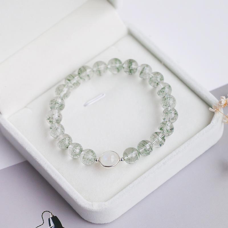 

Green Phantom Moonstone Bracelet for Women Korean-style simple and fresh crystal bracelet, a birthday gift for a best friend, made of white crystal Pure Natural