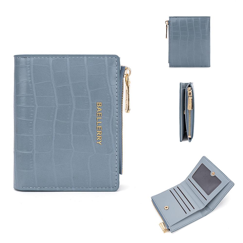 

Baellerry женский модный короткий кошелек из крокодиловой кожи с несколькими отделениями для карт и скрытой застежкой для монет светло-синий