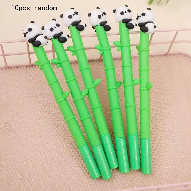 Lovely School Panda Bamboo Gel Pen Student Soft Glue Cute Study Kawai Stationery High Looking Exam Question Creative Signature