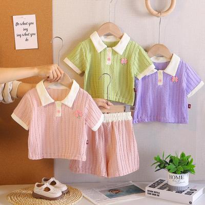 New Summer Kids' Floral Striped Two-Piece Set – Casual Short Sleeve Top & Shorts for Baby Girls