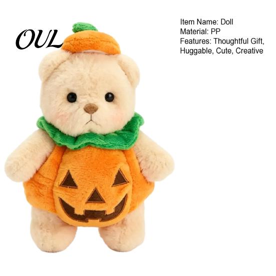 Plush Doll for Toddlers Halloween Pumpkin Bear Toy, Soft Stuffed Animal Kids, Cute Gift Kids Huggable Pillow Fall Holiday Home Decor Skin Friendly Toy