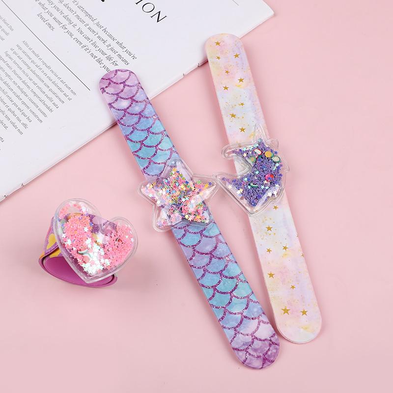 Kids Cartoon Wristband with Glitter Sequins Unicorn Mermaid Slap Bracelets Birthday Party Favors Gift Goodie Pinata Fillers