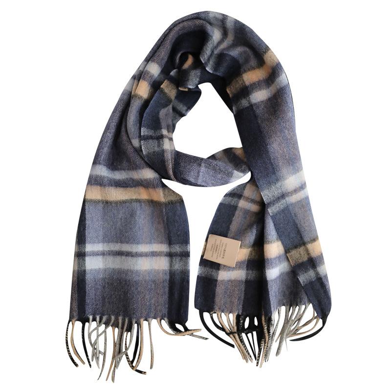 High Quality 100% Wool Scarf Men Winter Autumn Pure Wool Fashion Classic Warm Thick British Versatile Muffler Male Shawl Women
