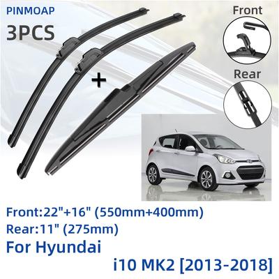 Voor Hyundai i10 MK2 2013-2018 Voor Achter Wisserbladen Borstels Cutter Accessoires J Haak 2013 2014 2015 2016 2017 2018