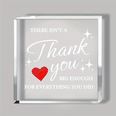 Thank You Gift for Women & Men - Teacher, Boss, Nurse, Coworker Appreciation - Retro Square Acrylic Desk Plaque with Thank You Message, Mothers Day, L