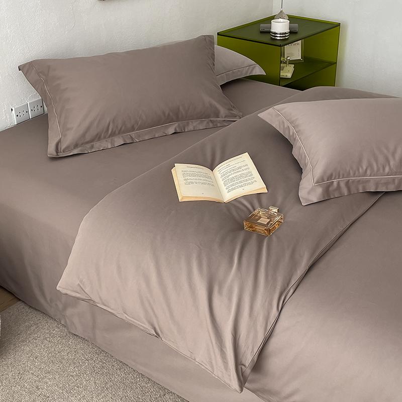 Solid Simple 100% Long-staple Cotton Bedding Set New Soft Skin-friendly Queen Duvet Cover Set with Sheet Quilt Cover Pillowcases
