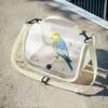 Portable Bird Carrier Bag Folding Wooden Stand Travel Bird Cage Breathable Mesh Clear Window Parrot Out Bag Pet Supplies