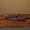 Krazing Pot Suede Butterfly-knot Mules Strange Style Med Heels Summer Size 42 Pointed Toe Slip on Women Shallow Pumps