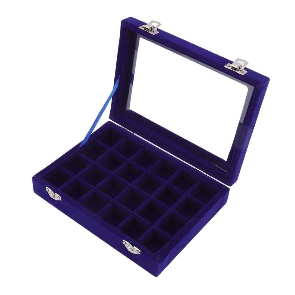 24 Grid Earring Storage Box Fashion Jewelry Display Tray with Transparent Lid for Stud Earrings