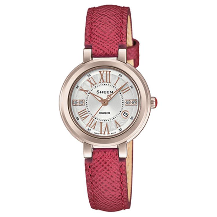 CASIO Women s SHEEN Gray Watch SHE-4629CGL-7AU Rose Red Strap