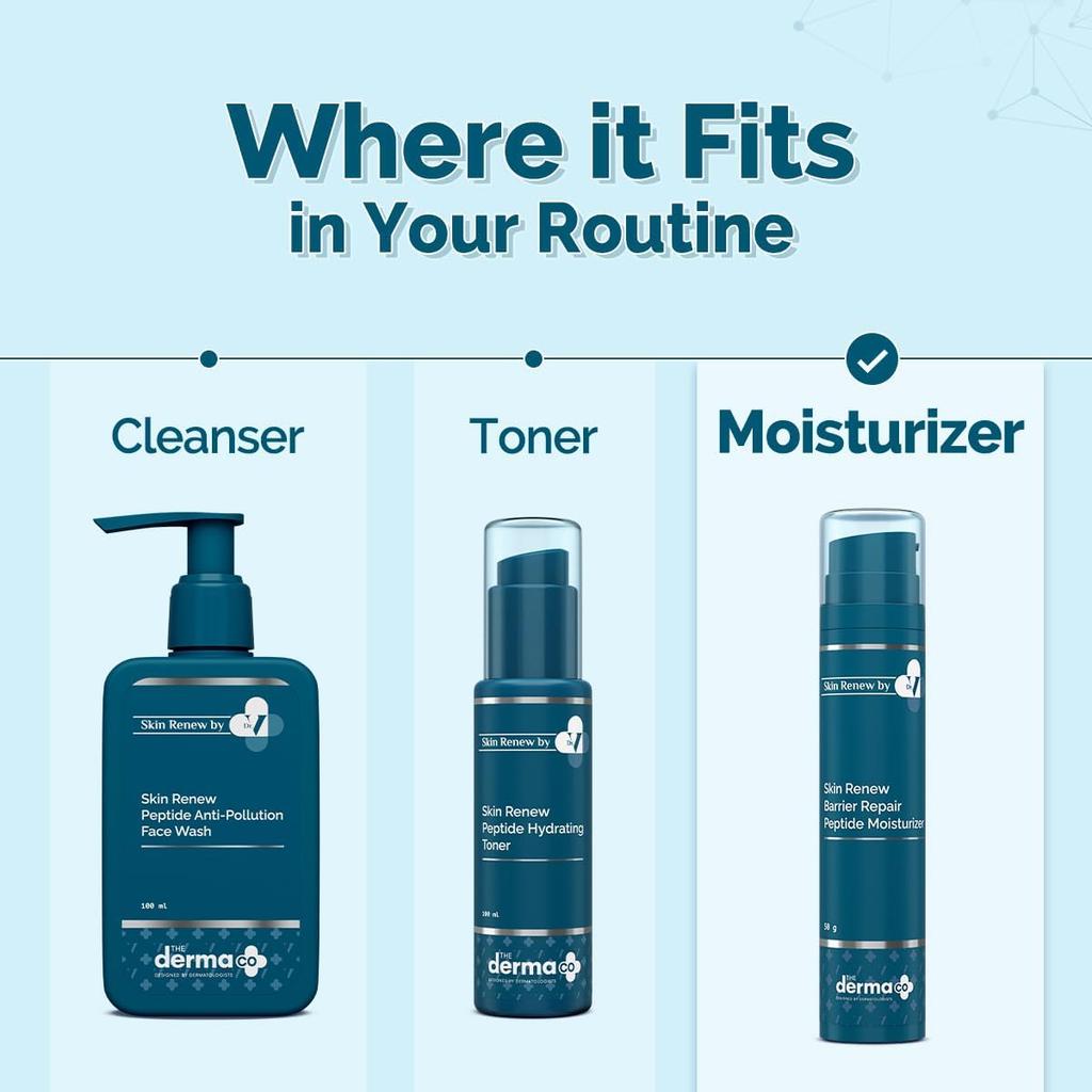 The Derma Co. X Dr.V Barrier Repair Peptide Moisturizer 50ml Deeply Hydrates & Strengthens Skin