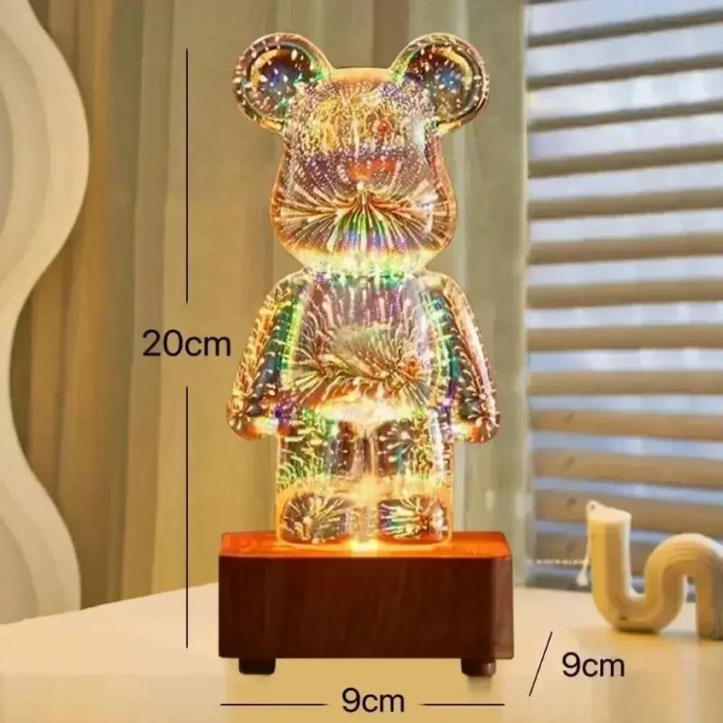 Aesthetic Bear Figure 3D Firework Projector Statue Color Changeable Bear Figurine Sculpture Bedroom Decoration Desk Accessories