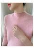 Rolled-Edge Half-High Collar Cashmere Knit Seamless Sweater: Women's Autumn/Winter Solid White Wool Base Layer
