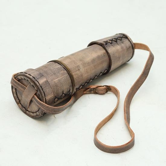 Set of 2 Brass Spyglass Telescope with Leather Cover Strap Nautical Pirate Décor Steampunk Gift Working Monocular Gift 40.64 Cm