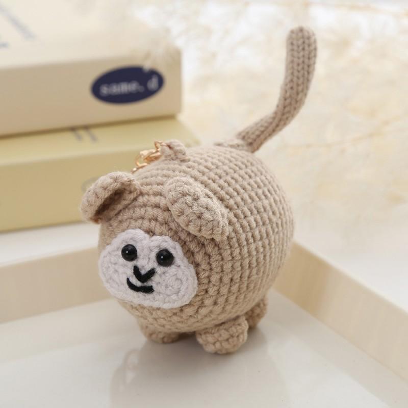 Funny Animal Doll Series Crochet Keychain Creative Knitting Animal Doll Keyrings For Bag Pendant Cute Puppy Knitted Car Keyrings