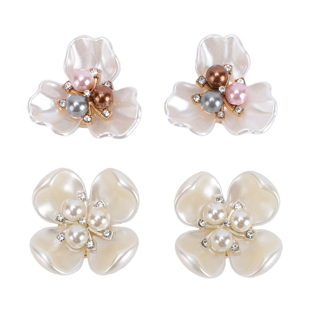 4PCS Button Covers Pearl Flower Petal Cufflinks for Shirt Cuff Men Women Clothing Sewing Crafts