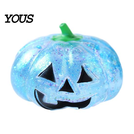 Kürbis Stressball Halloween Entspannungsspielzeug, Gruseliger Kopf Knet-Reliever Klar Glitzer Zuckerball, Partygeschenke Tragbar