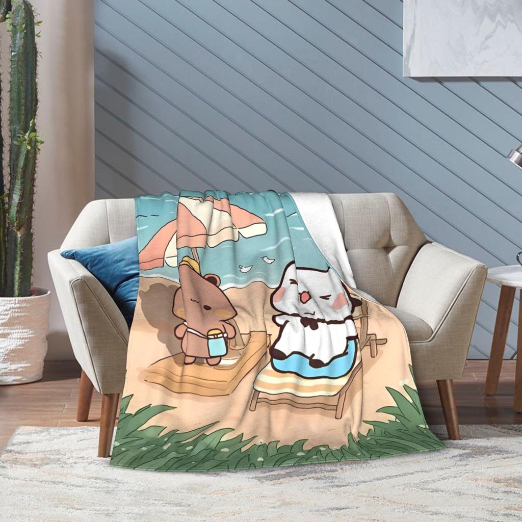 Bubu Dudu Throw Blanket for Couch Soft Cozy Plush Blanket Kawaill Couple Bears 50x60 Inches Multi-size Bedspread for All Seasons