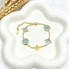 Four-Leaf Clover Gold Plated Stainless Steel Bracelet - Shell Design