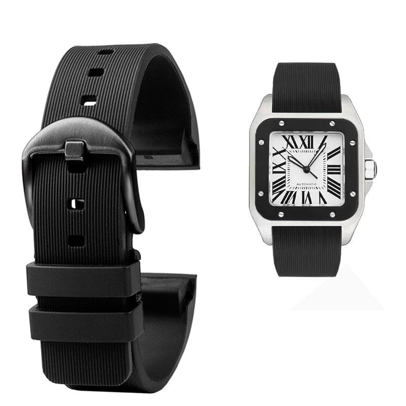 

Классический ремешок для часов Cartier Santos Sandoz Santos 100 Series, силиконовый ремешок для часов, резиновый, для мужчин и женщин, аксессуары для часов 20mm