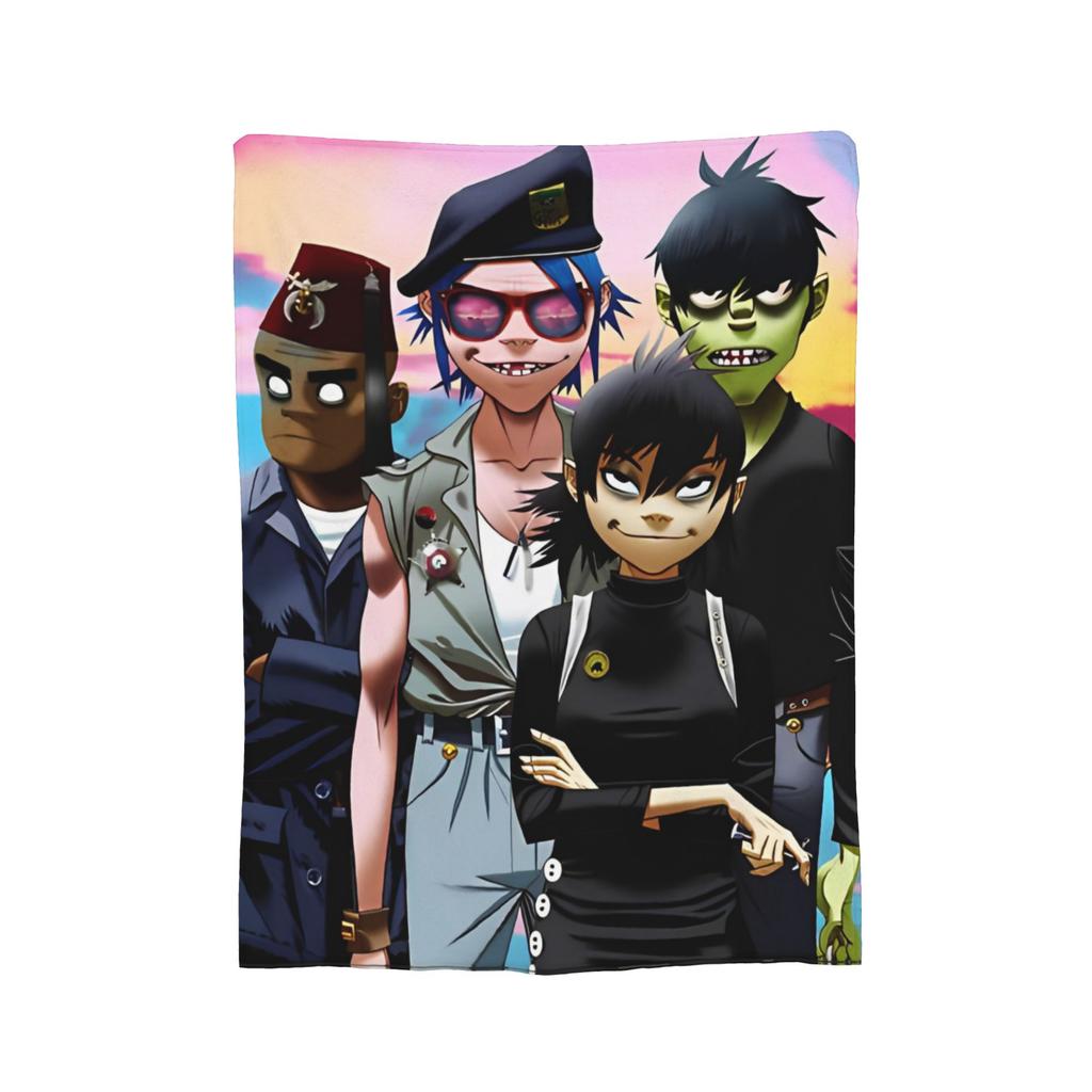 Gorillazs Rock Music Knitted Blanket Flannel Lightweight Throw Blanket for Outdoor Travel Bedroom Quilt