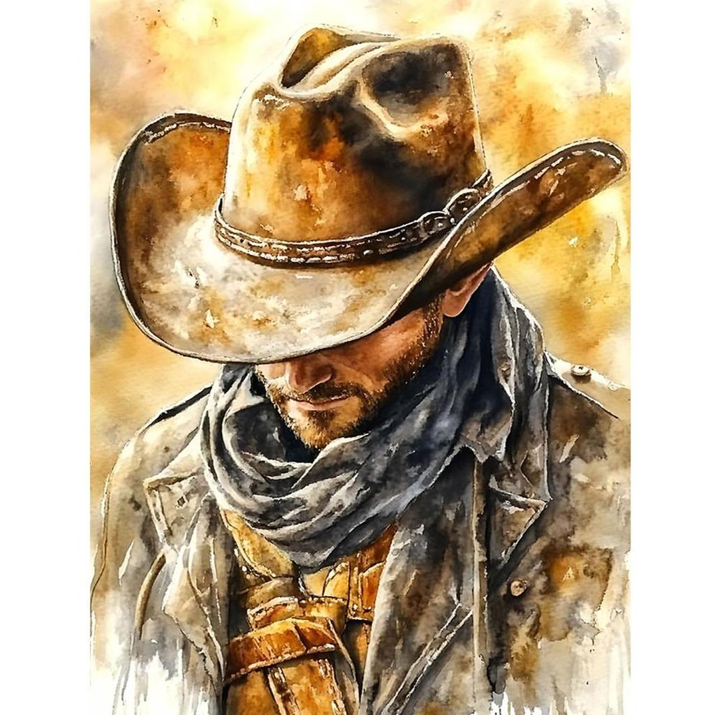 Cowboy Full DIY 5D Round Drill Diamond Art Kits for Adults/Beginners Gift Idea Home Decor Diamond Painting Gem Art 11.81x15.75in
