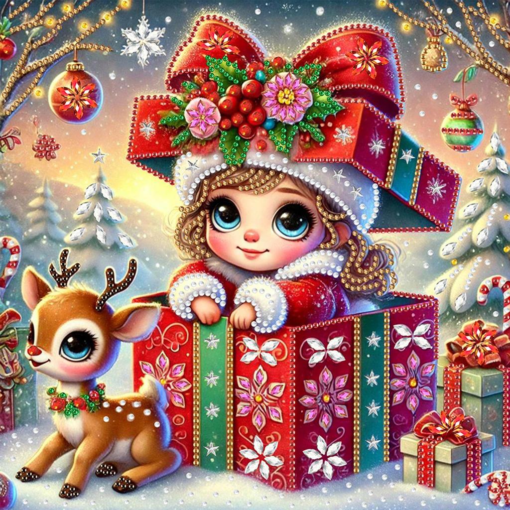Snow Girl Special Shape Partial Drill Dimond Art Paintings for Gift Home Wall Decor Crystal Rhinestones Diamond Painting 30x30cm