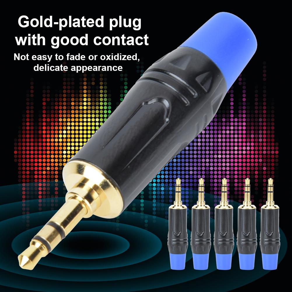 5PCS 3.5mm Jack Single Sound Track Male Audio Cable Adapter Plug DIY Stereo Connector