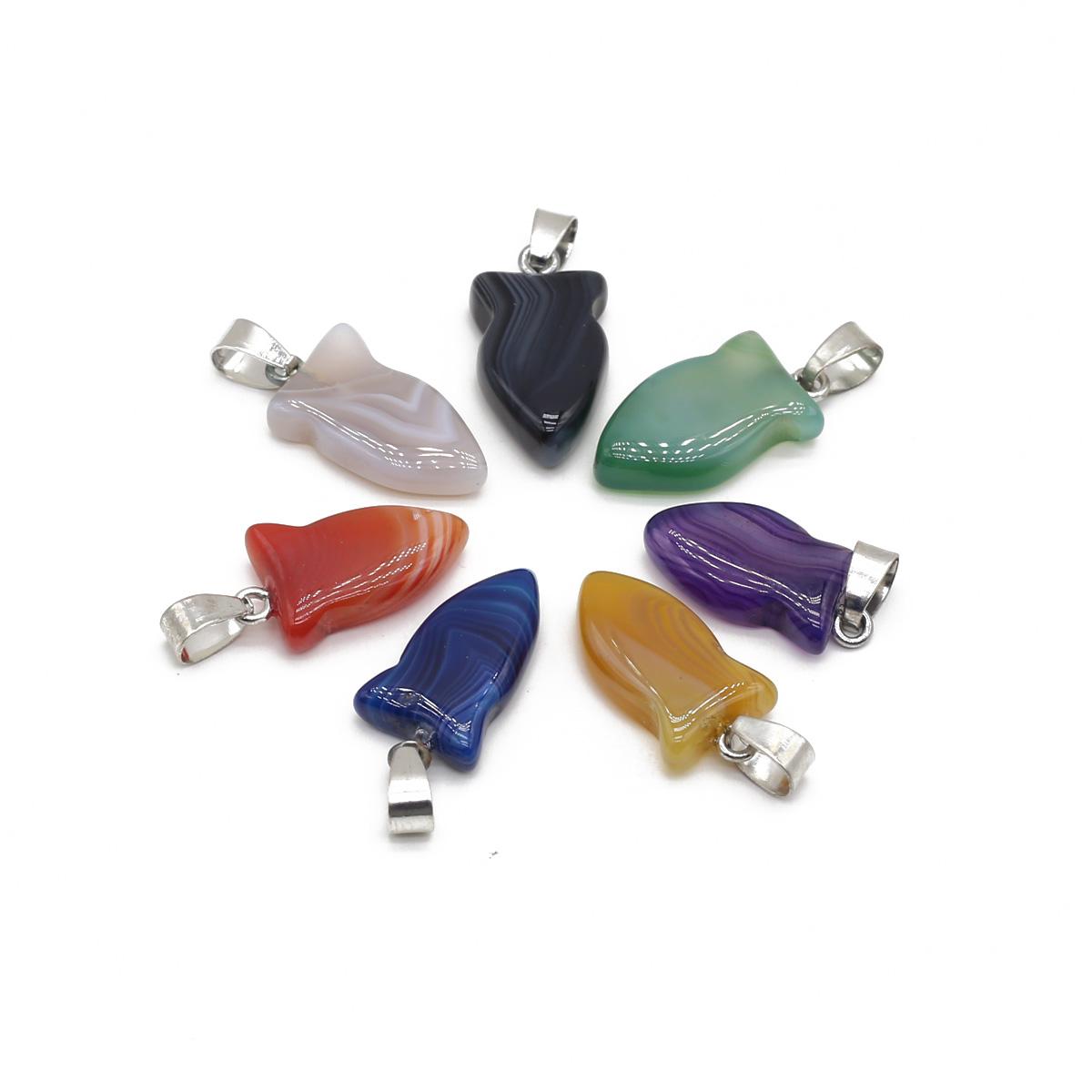 

2 шт. Лот натуральный камень полосатый агат кулон рыбья форма оникса подвески для изготовления ювелирных изделий своими руками женское ожерелье аксессуары 13×24 мм