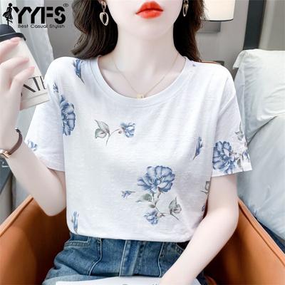 Damenmode Casual Sommer Frühling Blumenmuster Druck Kurzarm O-Ausschnitt Blusen & Hemden