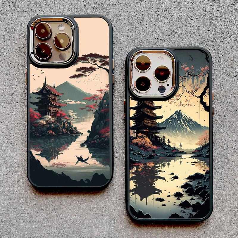 Japanese Aesthetic Mount Fuji Landscape Phone Case For iPhone 13 12 11 Pro Max 14 7 8 Plus XR XS X 15 16 Pro Max Silicone Cover