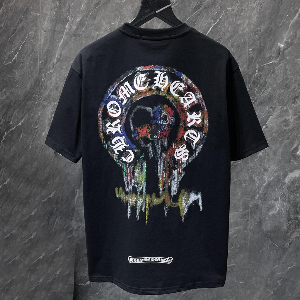 8936 CHROME HEARTS 2026 Summer New High Quality Cotton Round Neck Loose Large Size Men's and Women's T-shirt Couple T-shirt