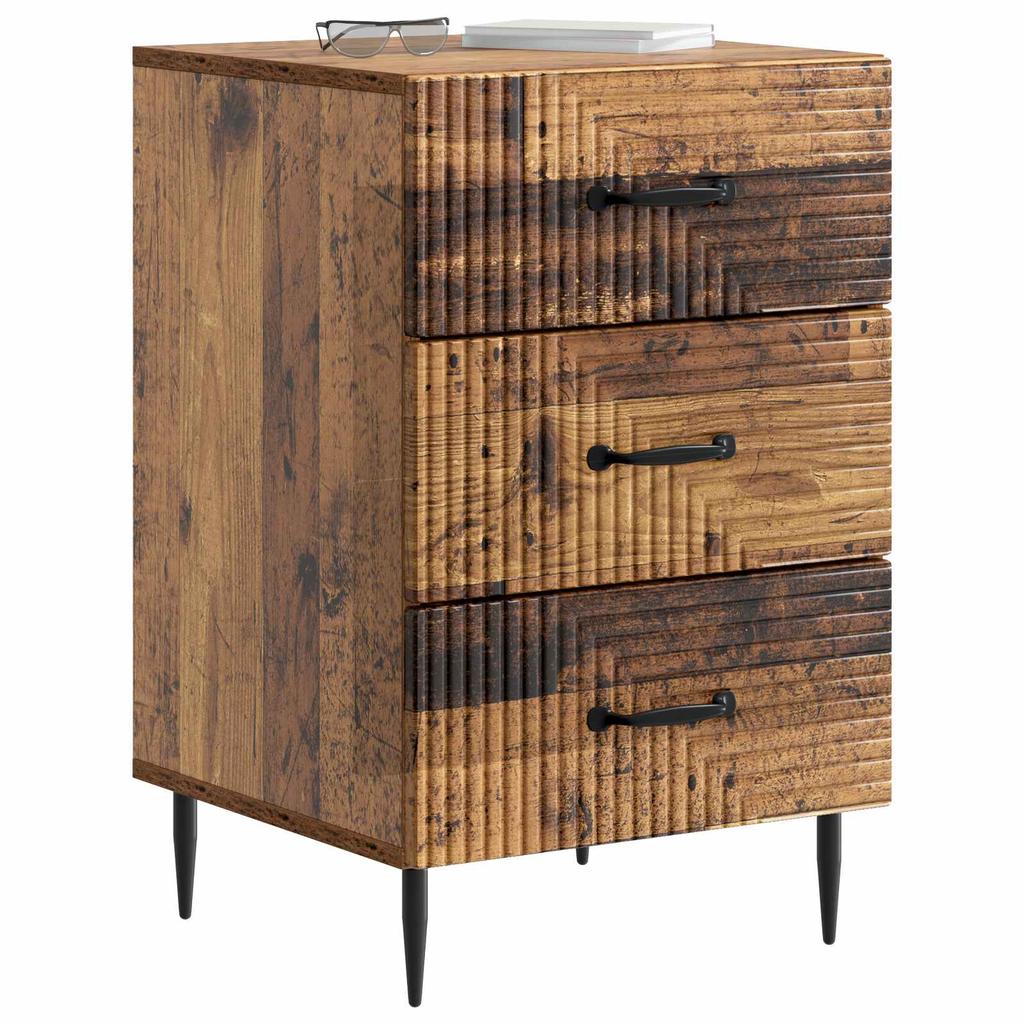 Nightstand Reclaimed Wood Look 43 x 41 x 66.5 cm Engineered Wood
