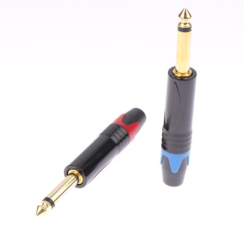 6.35 Mm Gold-Plated Microphone Audio Plug Mute Plug Connector Jack Mono Assembly Microphone Connector Mono Plug