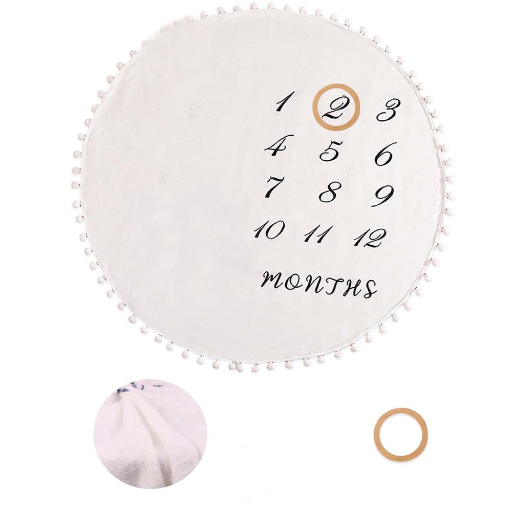 Manta Milestone Mes de la Franela Ylsteed Calendario del Primer Año del Bebé Gráfico Mensual de Crecimiento Regalo para Baby Shower Fondo para Fotografía de Recién Nacidos (as the picture,100cm)