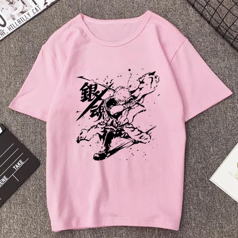 Gintama Samurai Gintoki Washed Cotton T‑shirt Unisex Teen Gothic Vintage Korean Fashion Short Sleeve Streetwear Casual Tops