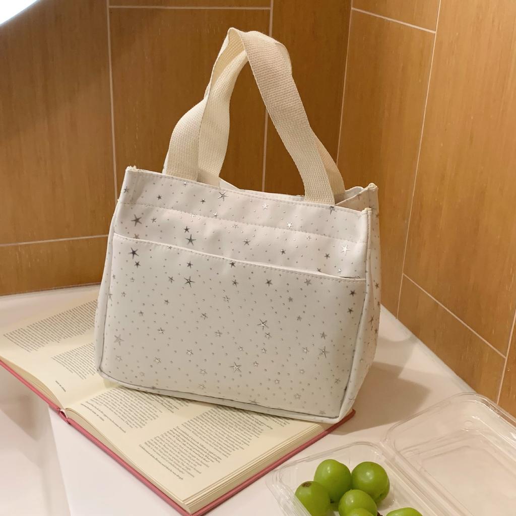Stylish Shiny Star Rhineste Bento Bags Women's New Large Capacity Zipper Daily Handbags Korean Style Casual Storage Bag
