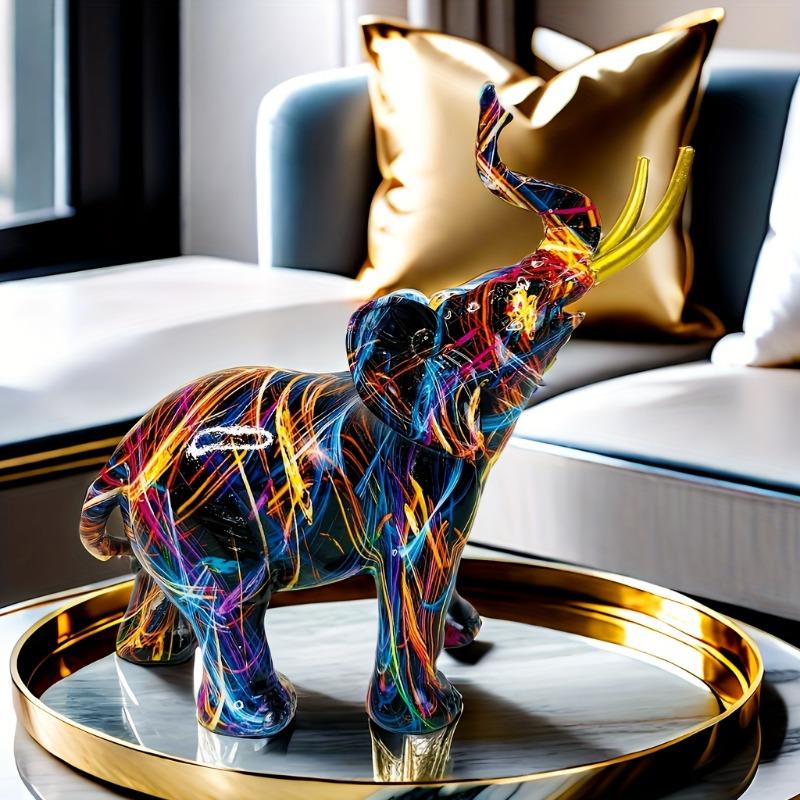 Ρητίνη Πολύχρωμο Άγαλμα Ελέφαντα Πολύχρωμη Τέχνη Γλυπτά Ελεφάντων Πολύχρωμο Διακοσμητικό Ελέφαντα Διάκοσμο Feng Shui Ζώο Γλυπτό Ελέφαντα για Κουζίνα