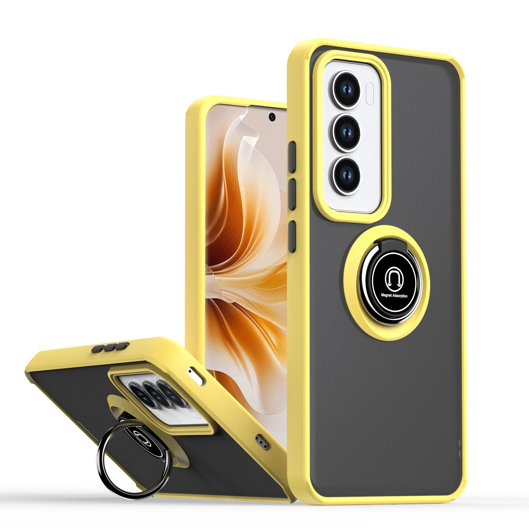 

Armor Holder Funda for OPPO Reno 12 Pro Global Case Translucent Frosted Ring Stand Cover for OPPO Reno 12 5G Shockproof Capa Reno 12 Pro (Global) жовтий