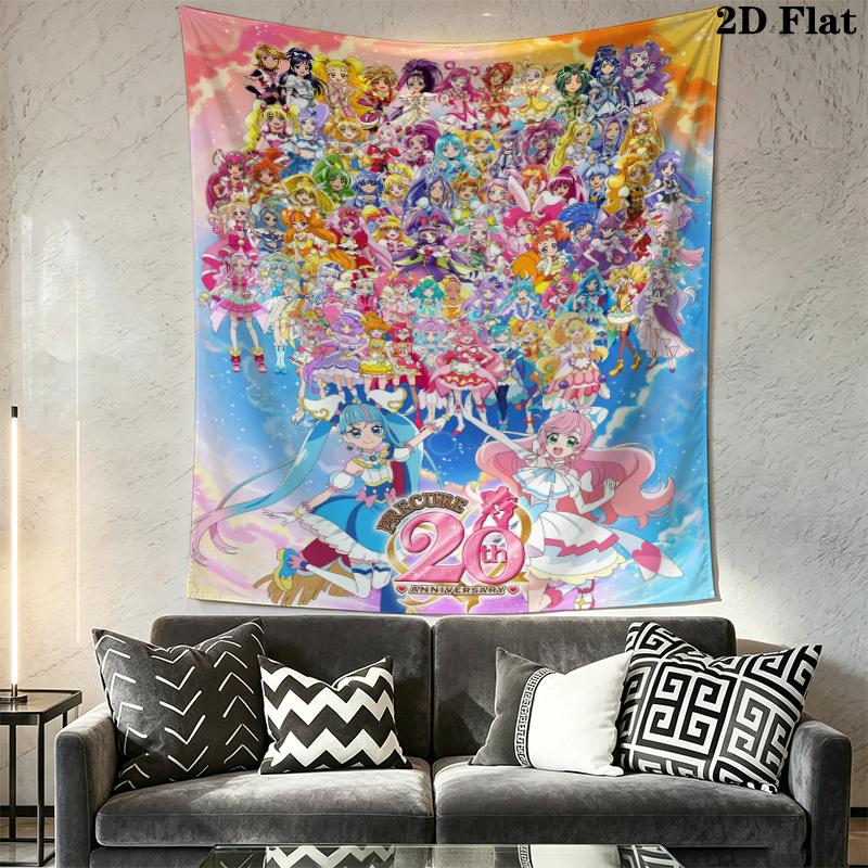 Pretty Cure Wall Tapestry Aesthetic Wall Hanging Printed Fabric Blanket Decorative Tapestries for Bedroom Living Room Home Decor